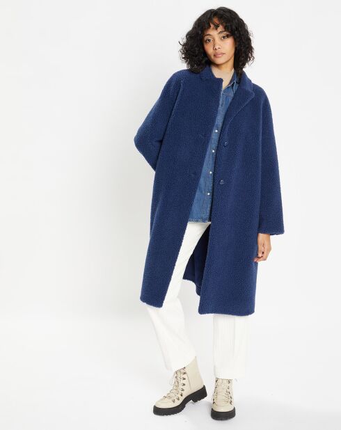 Manteau en Fausse Fourrure Romy indigo