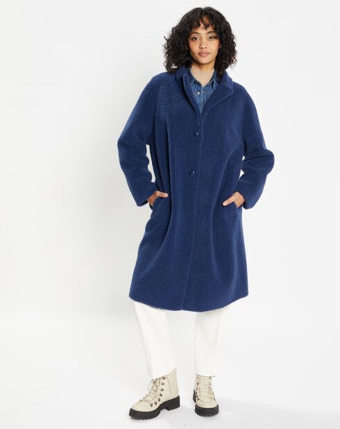 Manteau en Fausse Fourrure Romy indigo