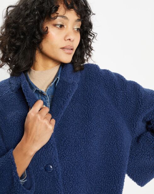 Manteau en Fausse Fourrure Romy indigo