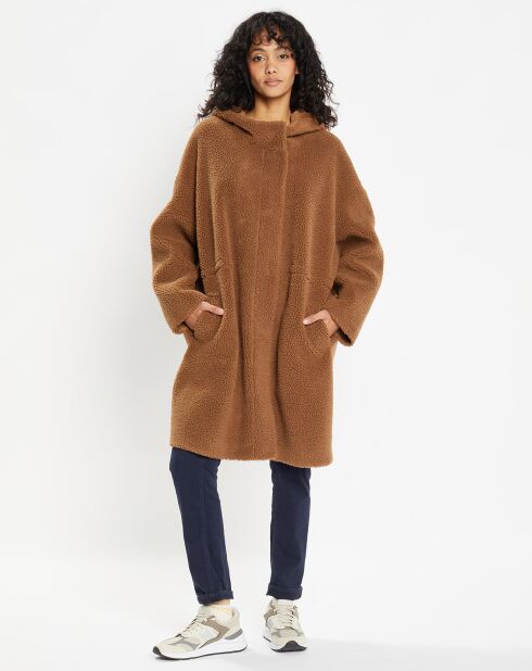 Manteau réversible en Fausse Fourrure Happy toffee