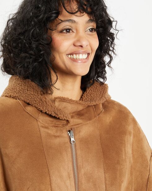 Manteau réversible en Fausse Fourrure Happy toffee