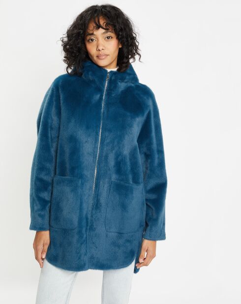 Manteau en Fausse Fourrure Avi bleu