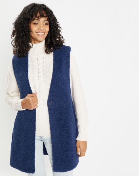 Omkeerbaar vest van imitatiebont van Dafne indigo