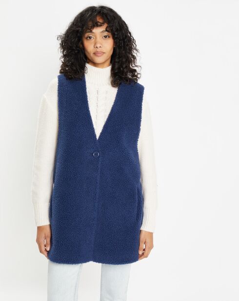 Omkeerbaar vest van imitatiebont van Dafne indigo