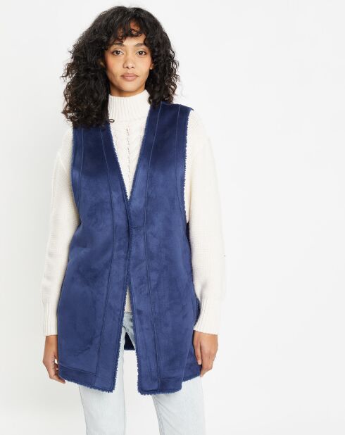 Gilet réversible en Fausse Fourrure Dafne indigo