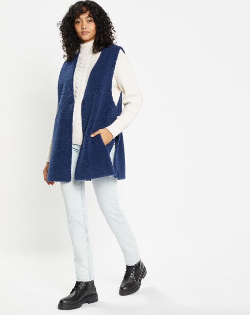 Omkeerbaar vest van imitatiebont van Dafne indigo