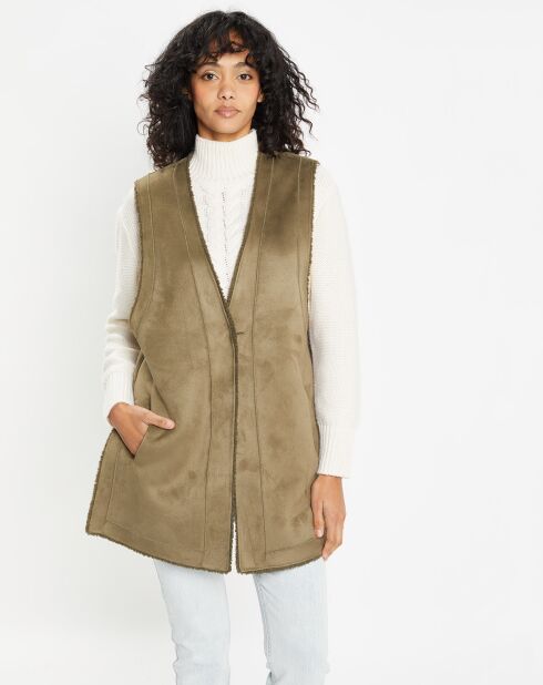 Gilet réversible en Fausse Fourrure Dafne military