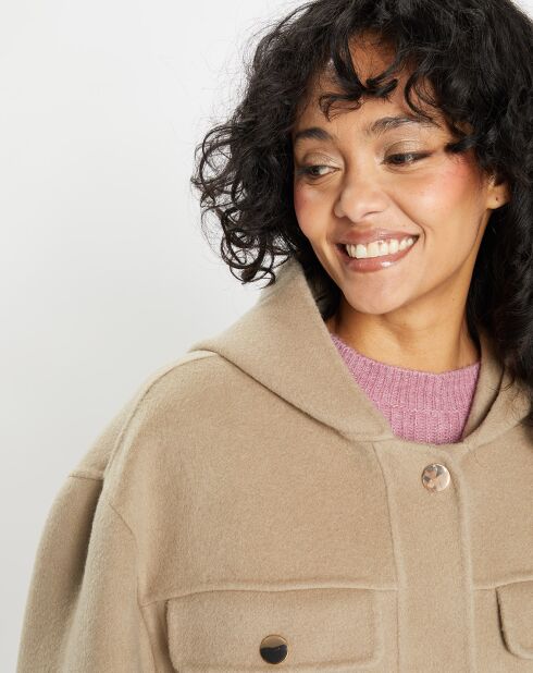 Veste 100% Laine Carla taupe