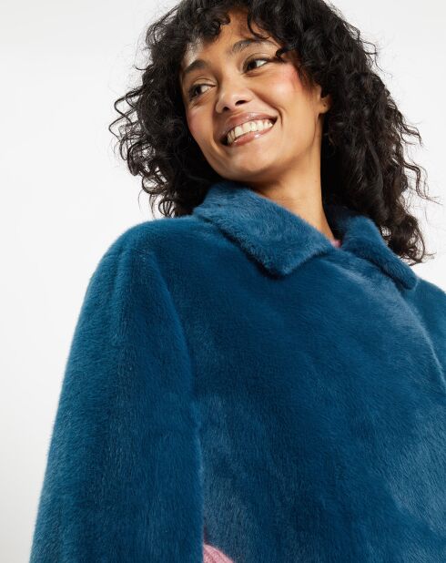 Cape en Fausse Fourrure Mimi bleue