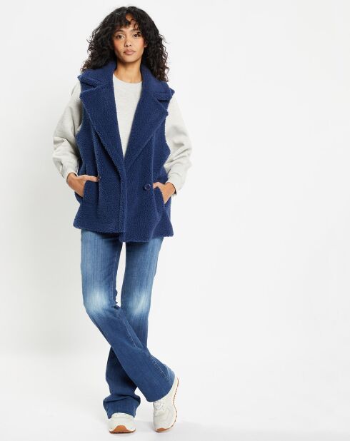 Mount indigo W1622 vest van imitatiebont