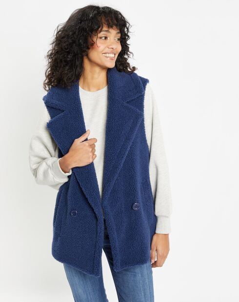 Mount indigo W1622 vest van imitatiebont