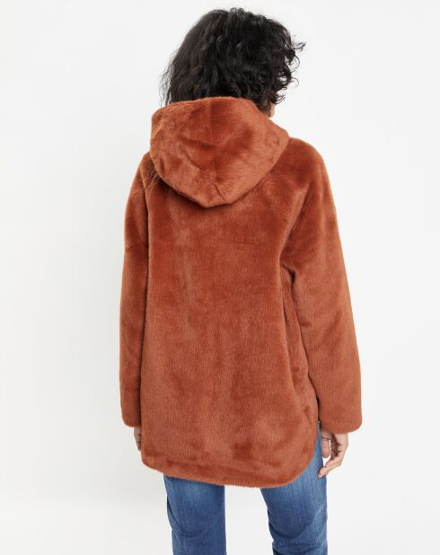 Manteau réversible en Fausse Fourrure Mia terracota