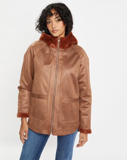 Manteau réversible en Fausse Fourrure Mia terracota