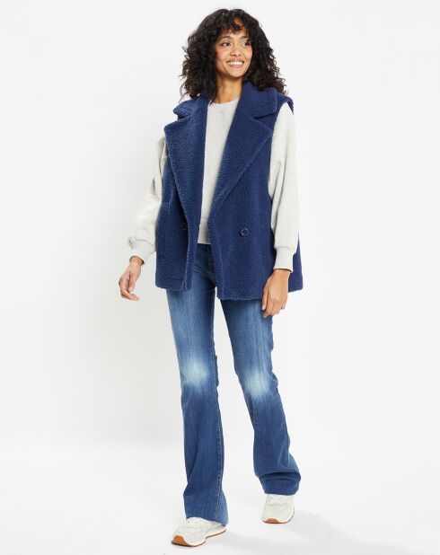 Mount indigo W1622 vest van imitatiebont