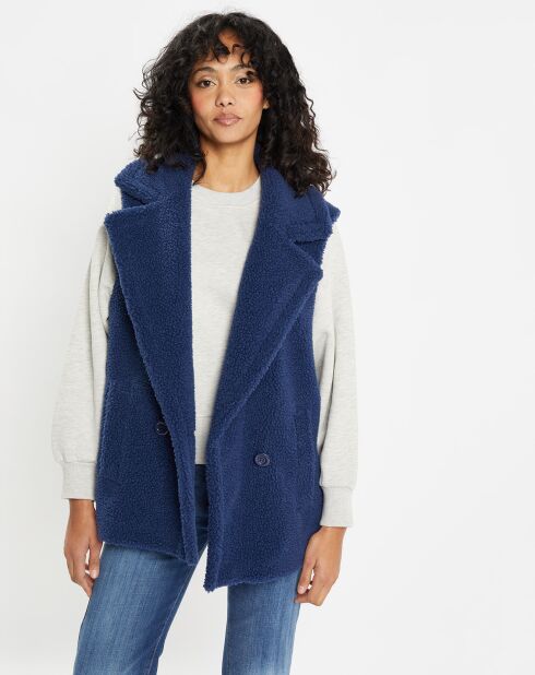 Mount indigo W1622 vest van imitatiebont