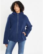 Blouson réversible en Fausse Fourrure Short Hood indigo