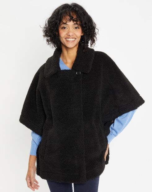 Cape réversible en Fausse Fourrure Mont noire