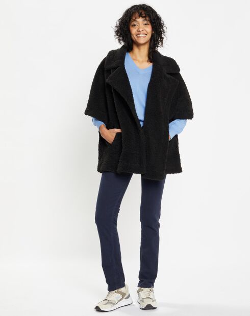 Cape réversible en Fausse Fourrure Mont noire