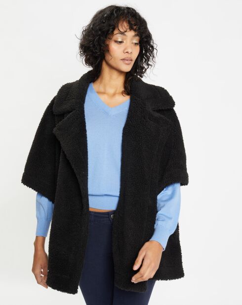 Cape réversible en Fausse Fourrure Mont noire