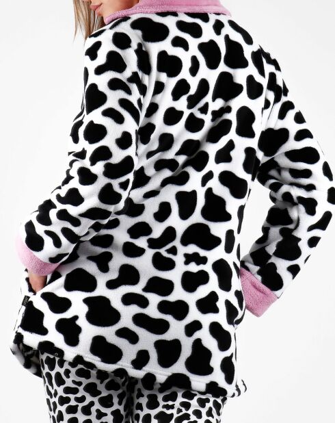 Veste Polaire Imprimé noir/blanc/rose