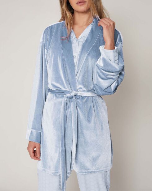 Peignoir Satin Dots bleu