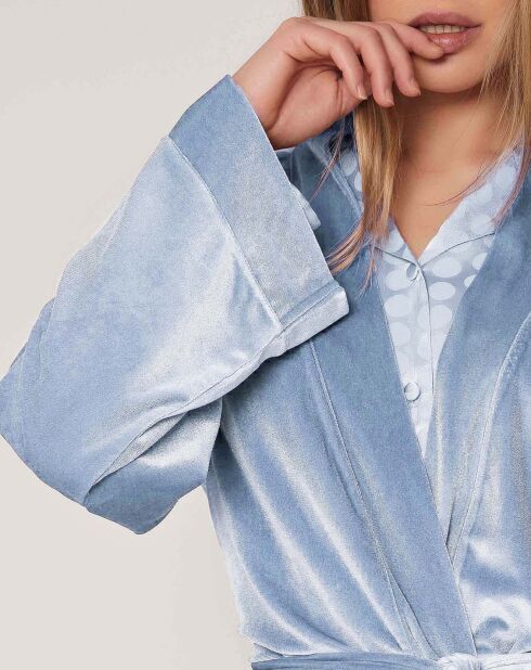 Peignoir Satin Dots bleu