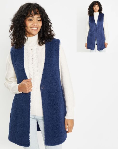 Gilet réversible en Fausse Fourrure Dafne indigo