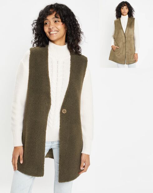 Gilet réversible en Fausse Fourrure Dafne military