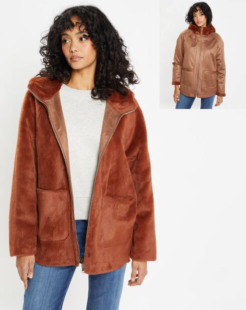 Manteau réversible en Fausse Fourrure Mia terracota