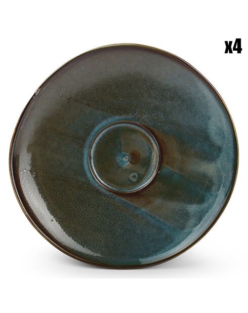 4 Soucoupes à moka  en Porcelaine emerald Studio Urban vertes - 11x2x11 cm