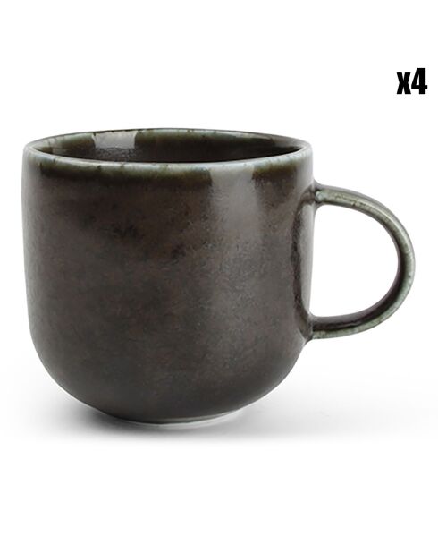 4 Tasses en Porcelaine ebony Studio Urban brun - 11x8x8 cm