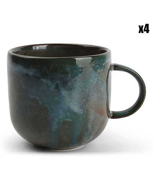 4 Tasses  en Porcelaine emerald Studio Urban vertes - 11.5x8x8.5 cm