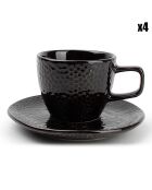 4 Tasses à moka et soucoupes Mielo noires - 9x5x6.5 cm