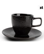 4 Tasses et soucoupes Mielo noires - 11x7x8 cm
