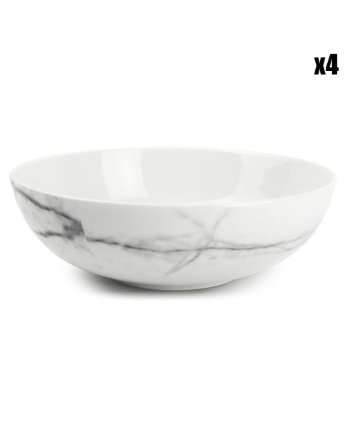 4 Bols en Porcelaine marble Stone marbré blanc/noir - 18x6x0 cm