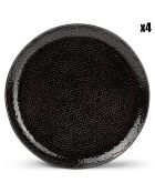 4 Assiettes plates Mielo noires - 20.5x2x20.5 cm