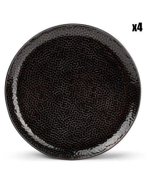 4 Assiettes plates Mielo noires - 20.5x2x20.5 cm