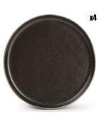 4 Assiettes dessert en Porcelaine ebony Studio Urban brun - 22x2.5x22 cm