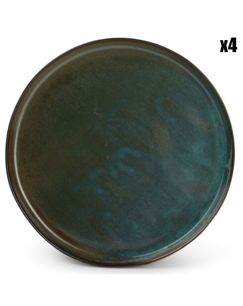 4 Assiettes plates en Porcelaine emerald Studio Urban vertes - 26x2.5x26 cm