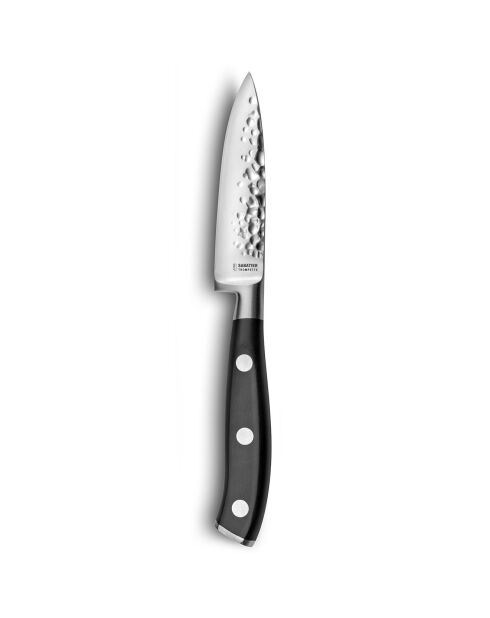 Couteau d'office martelé avec protection de lame Carbon noir - 20x3x3 cm