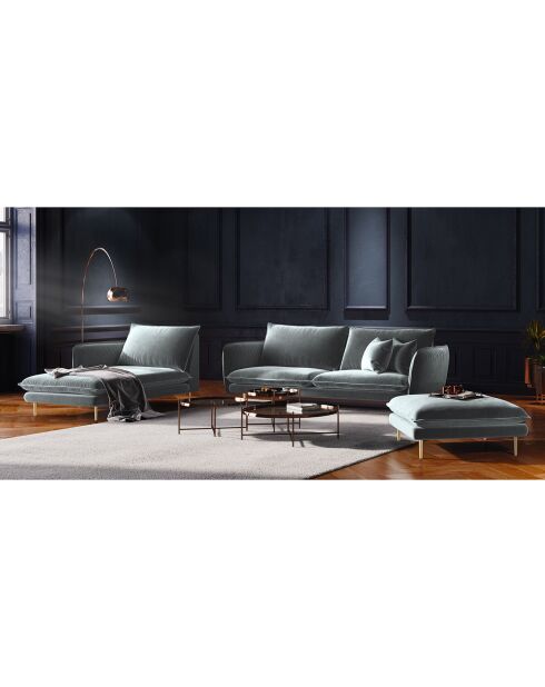 Défectueux - Pouf en Velours Florence gris clair - 100x80x43 cm