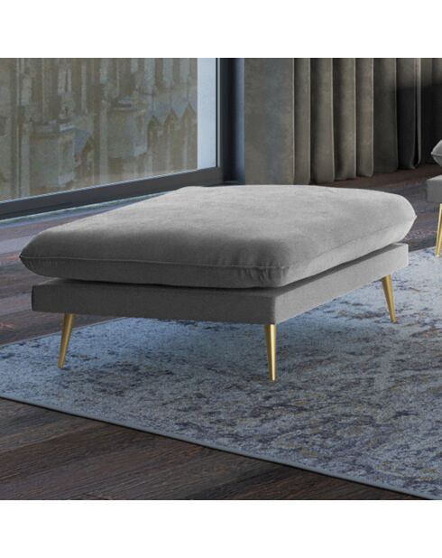 Défectueux - Pouf en Velours Elio gris clair - 100x80x45 cm