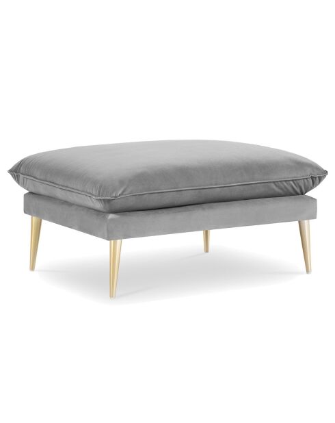 Défectueux - Pouf en Velours Elio gris clair - 100x80x45 cm