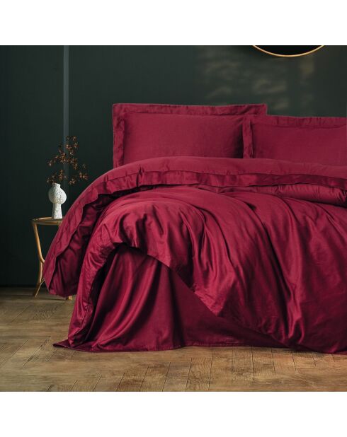 Parure housse de couette en satin  coton Elegant rouge