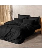 Parure housse de couette Plaid noire