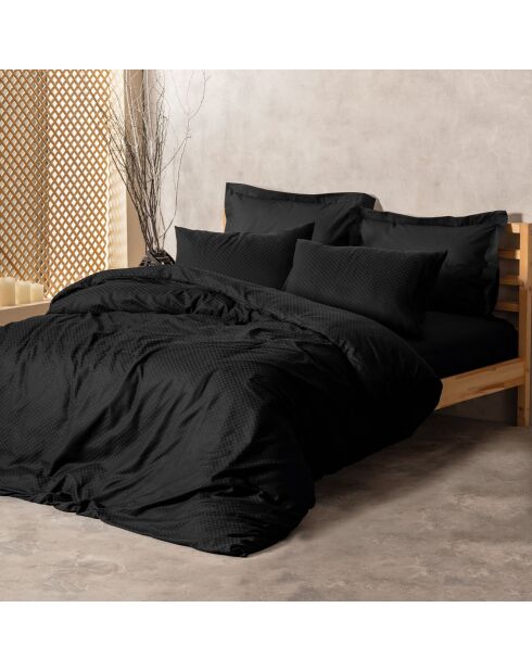 Geruite zwarte dekbedovertrekset