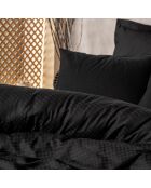 Parure housse de couette Plaid noire