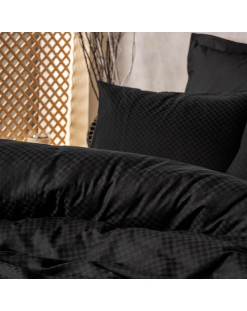 Parure housse de couette Plaid noire