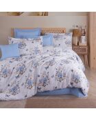Parure housse de couette Aylin bleu/blanc/marron
