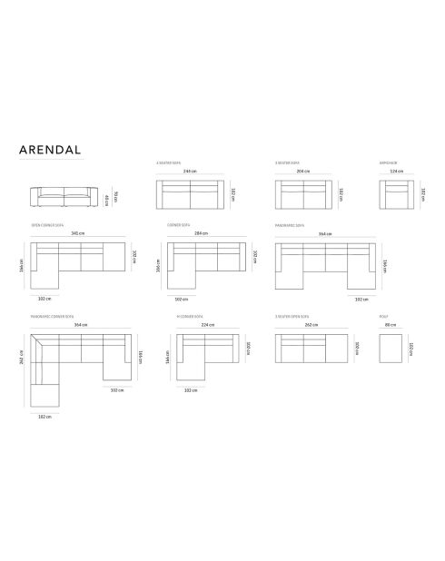 Canapé d'angle droit Arendal 3 places gris clair - 224x166x70 cm